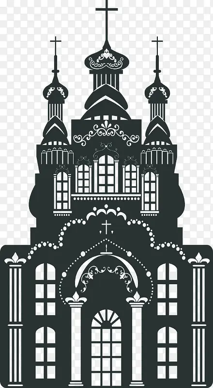 黑色古典城堡婚礼logo图片