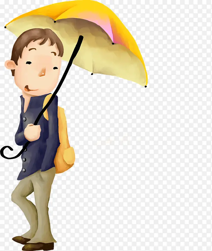打伞的男孩卡通手绘人物PNG图片素材下载_图片编号yjennolr-免抠素材网