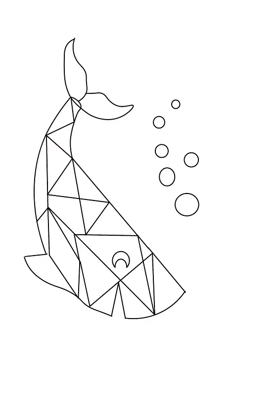 手绘几何线条鱼设计元素