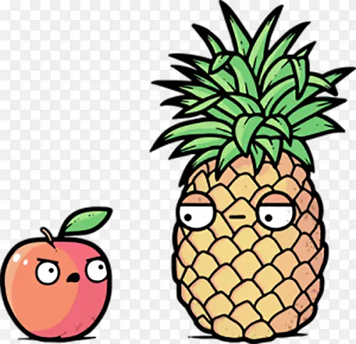 卡通手绘菠萝苹果
