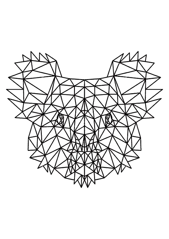 手绘几何线条猫头设计元素