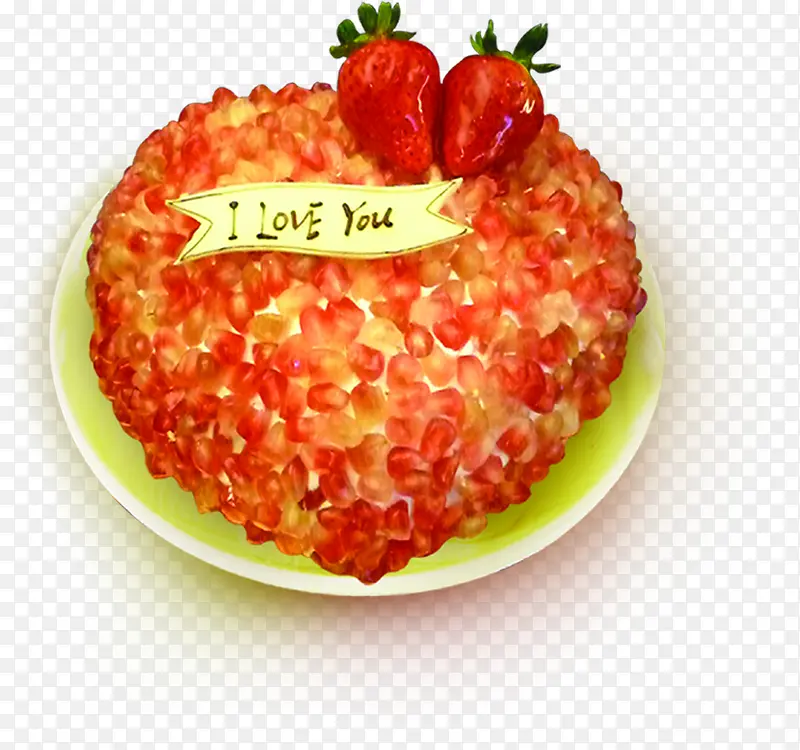 草莓蛋糕爱心海报背景七夕情人节