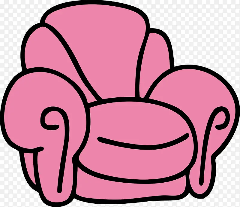 卡通矢量单人粉色沙发