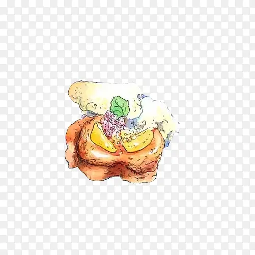 柠檬牛排手绘画素材图片
