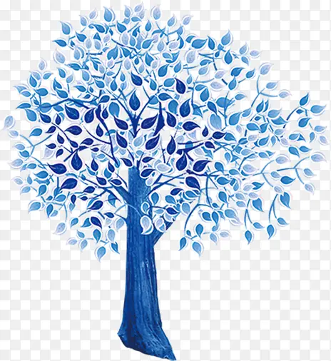 手绘蓝色大树