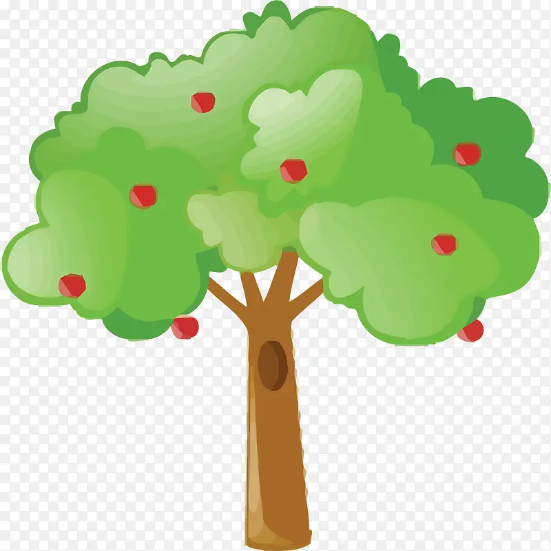 矢量手绘一颗结果子的树素材
