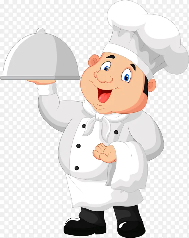 卡通厨师拿着盘子