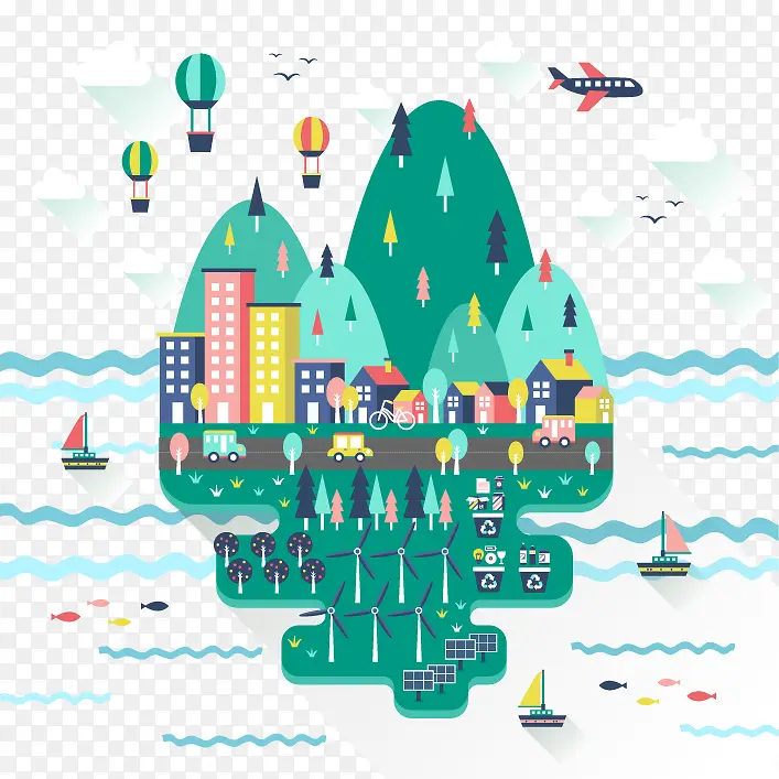 矢量城市风景创意图