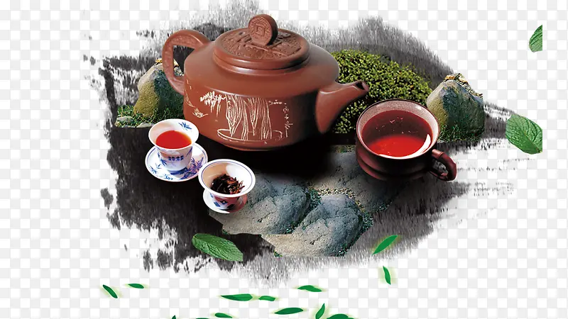 茶壶茶水图案免抠素材