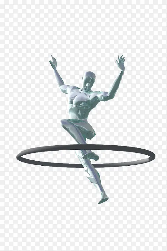 圆圈中跃起的男雕塑