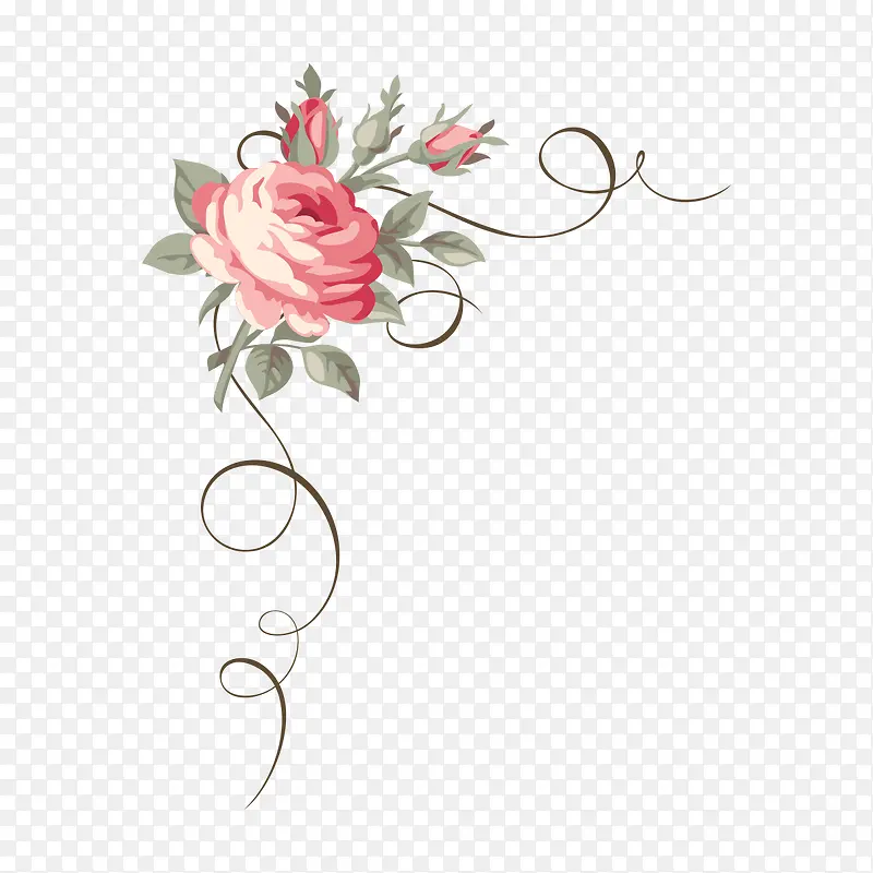 手绘玫瑰花底装饰图案