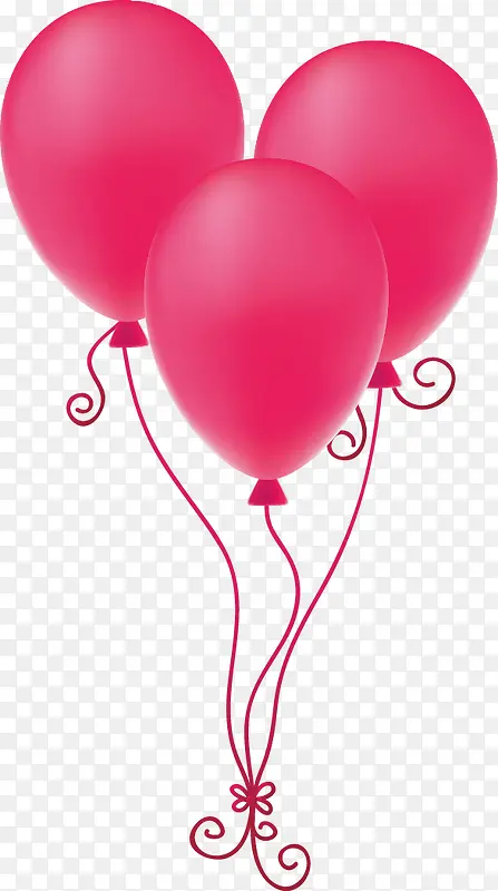矢量手绘3个粉色气球