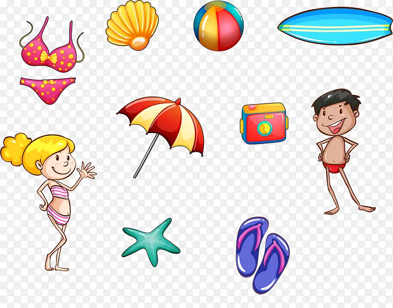 矢量手绘卡通夏日图案