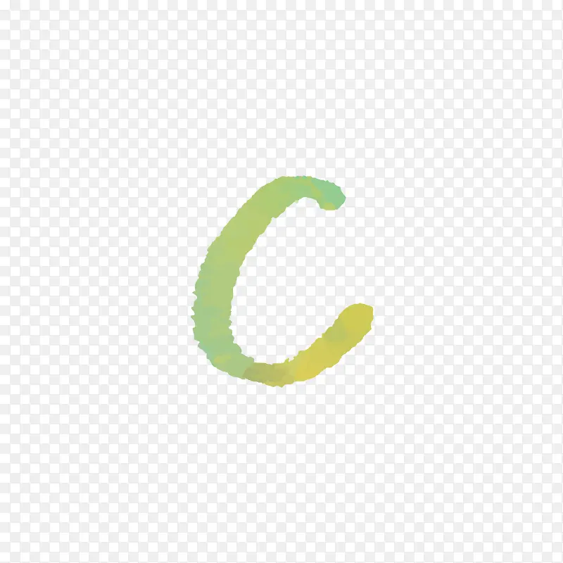 黄绿色水彩字母c
