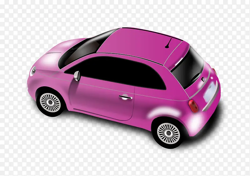 紫色可爱小汽车矢量图