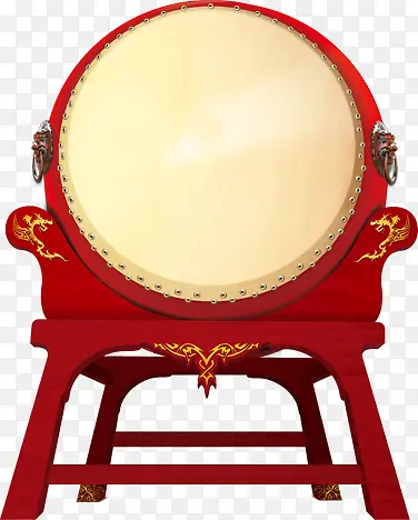 红色复古手绘游戏大鼓