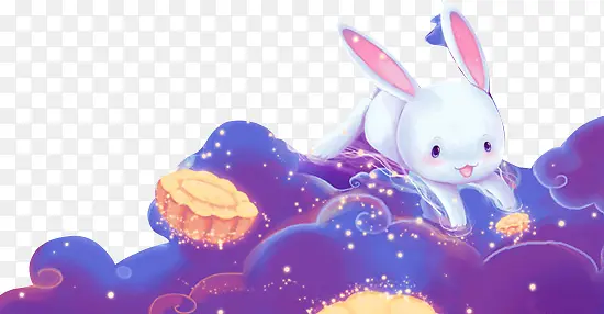 水彩月兔月饼艺术图案