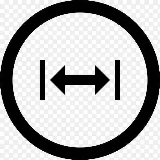左右双水平的箭头在圆形按钮图标