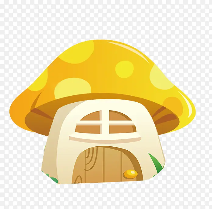 黄色卡通蘑菇屋装饰图案