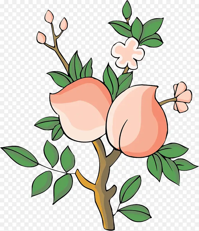 卡通桃子小树