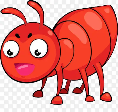 一只卡通的红色蚂蚁特写