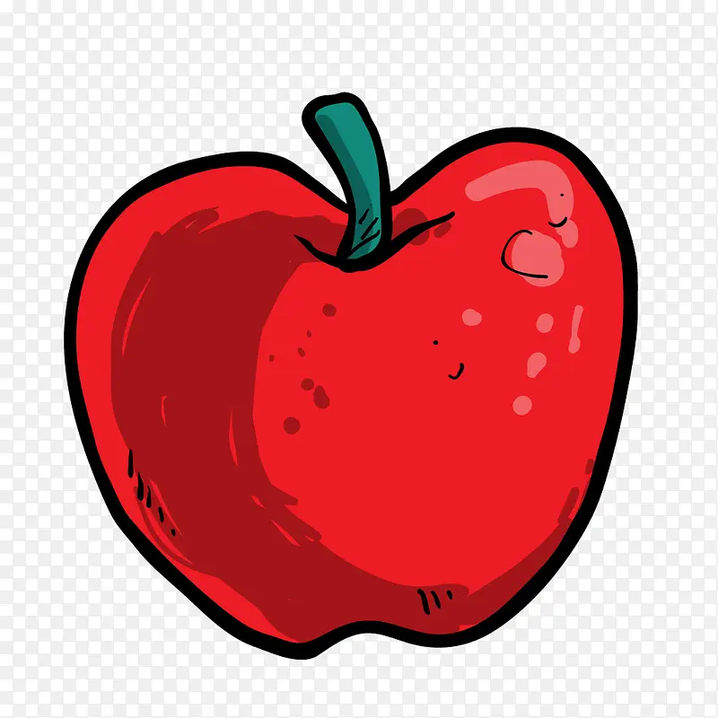 红色质感扁平水果苹果