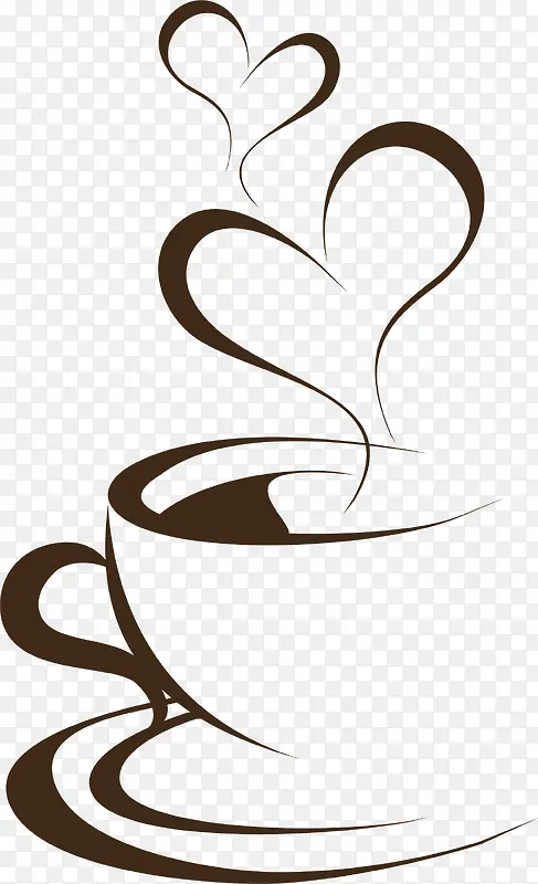 手绘棕色咖啡杯