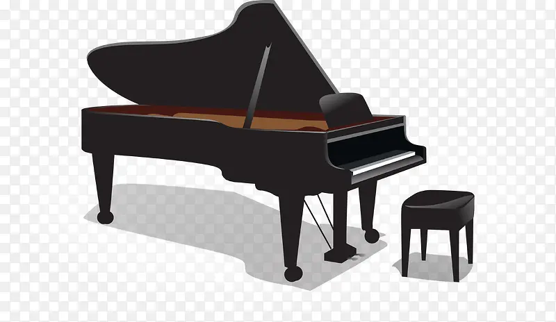 矢量卡通钢琴和椅子
