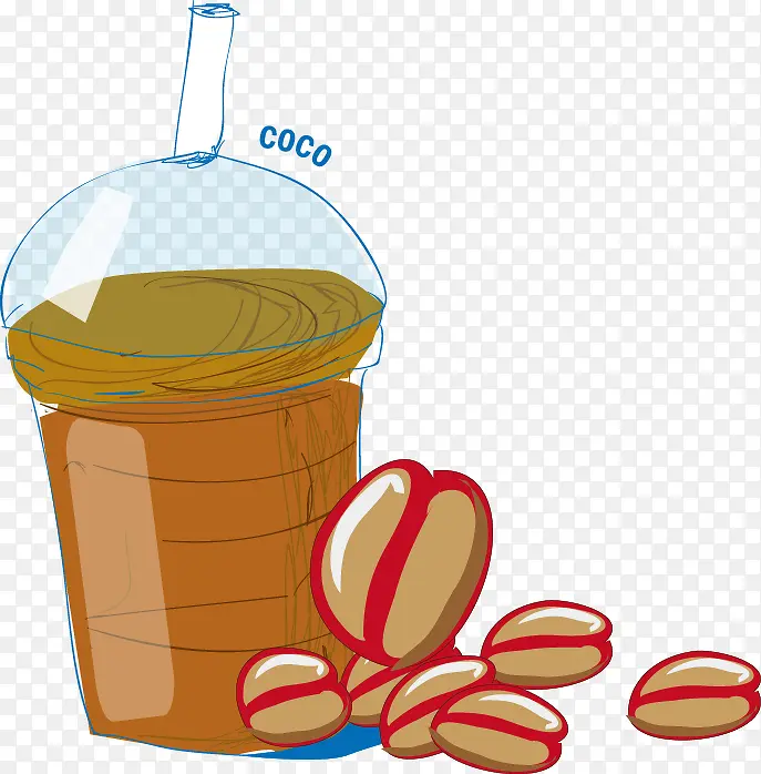 手绘巧克力豆咖啡图案