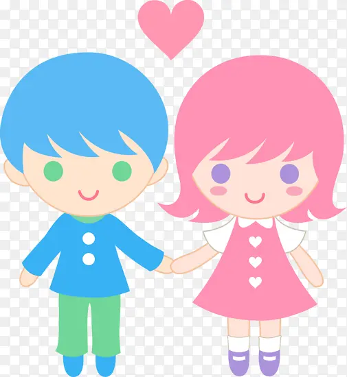 卡通小男孩跟小女孩