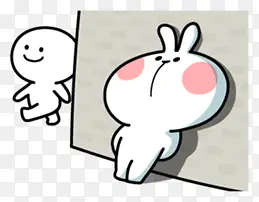 靠墙的白色兔子卡通背景