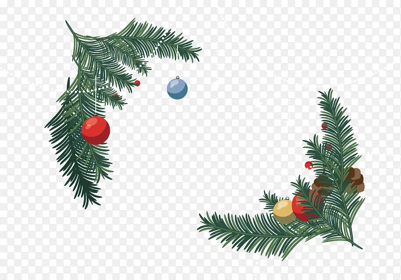 松树枝圣诞球圣诞装饰框