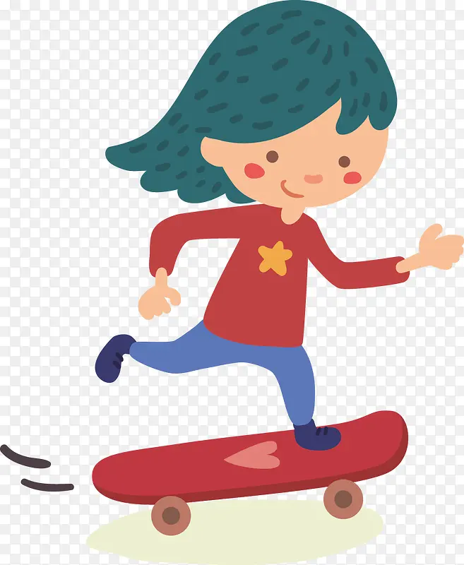 滑板女孩插画