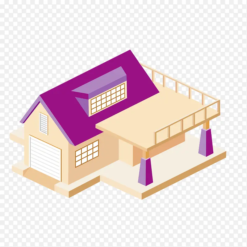 紫色的房屋阳台款式
