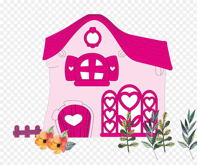 紫色红色房子别墅花园