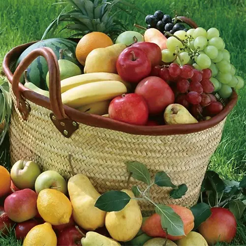 水果，筐，绿地，一堆
