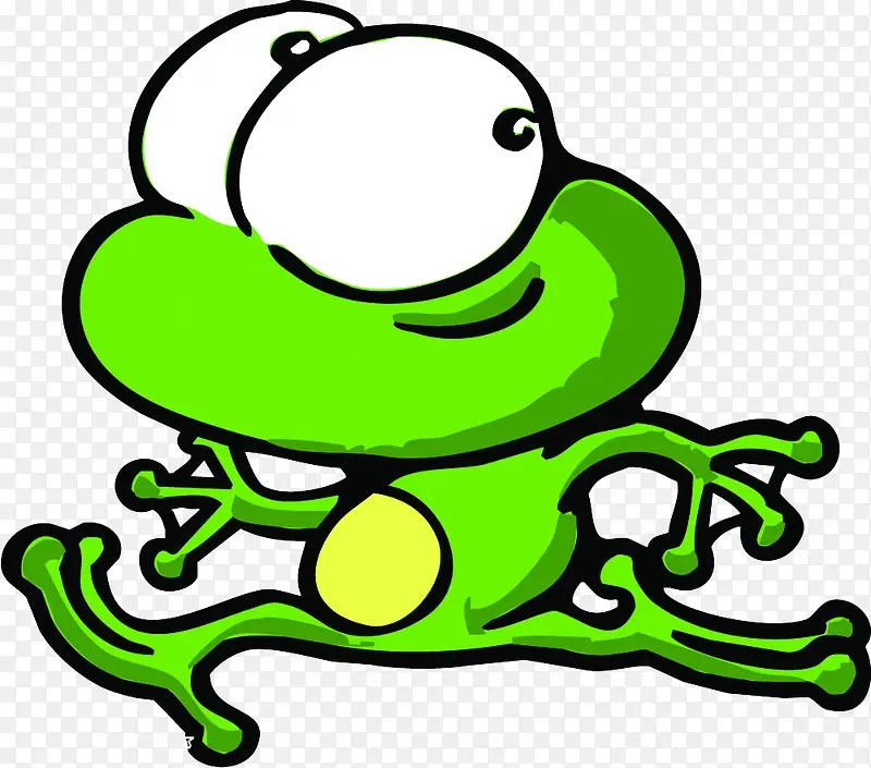 手绘卡通奔跑的小青蛙