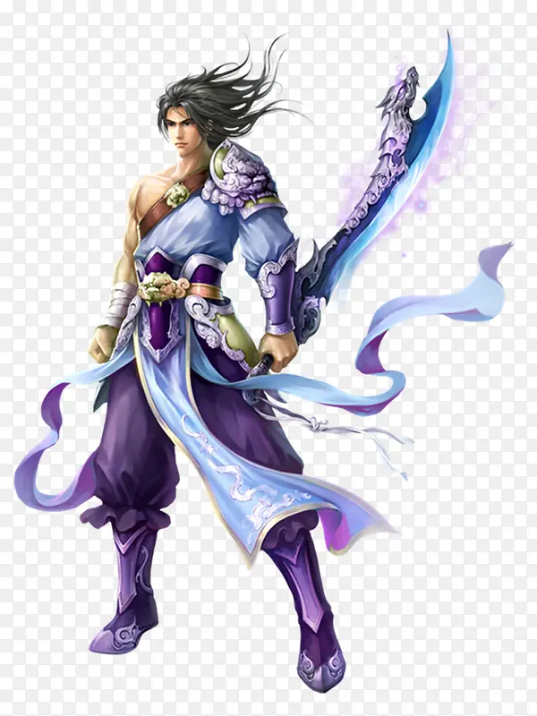 立绘原画游戏拿着刀的男子人物战士