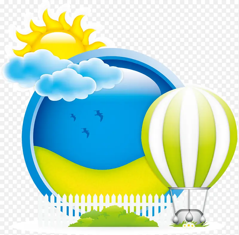 夏季元素阳光热气球