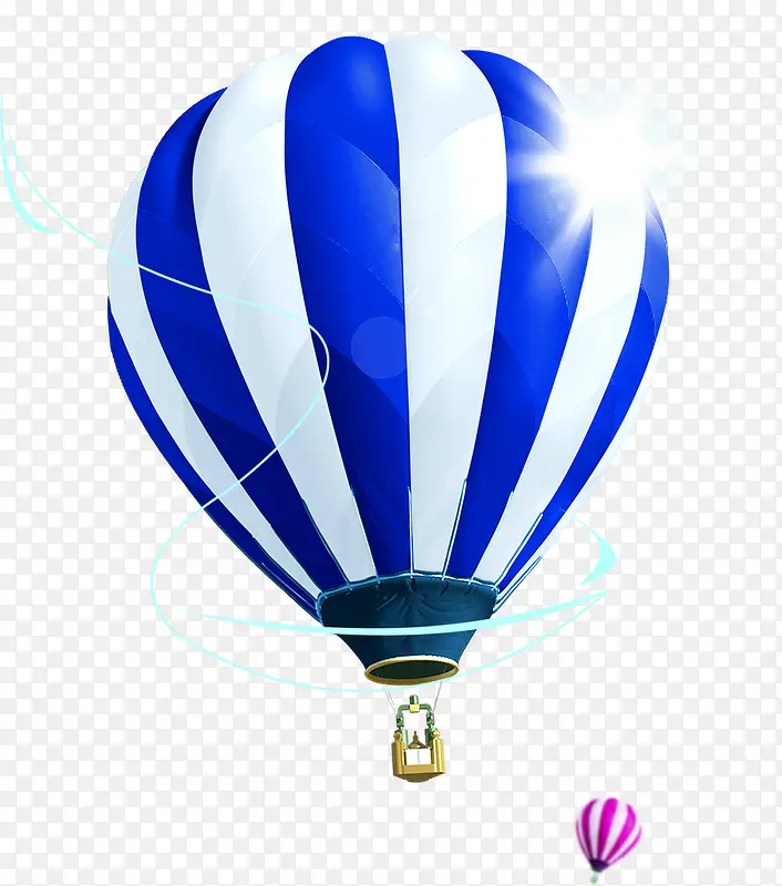 蓝色条纹阳光热气球造型