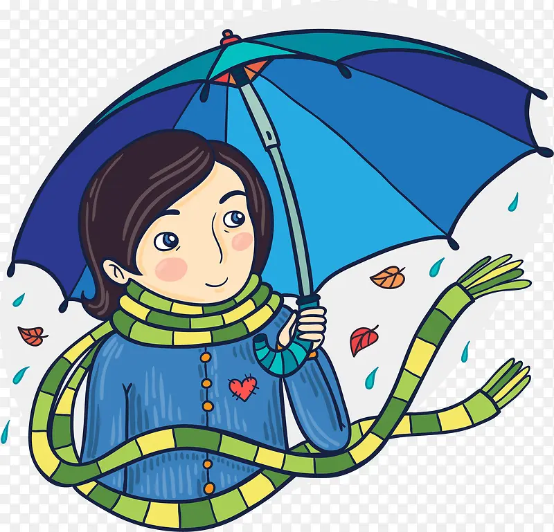 蓝色雨伞矢量