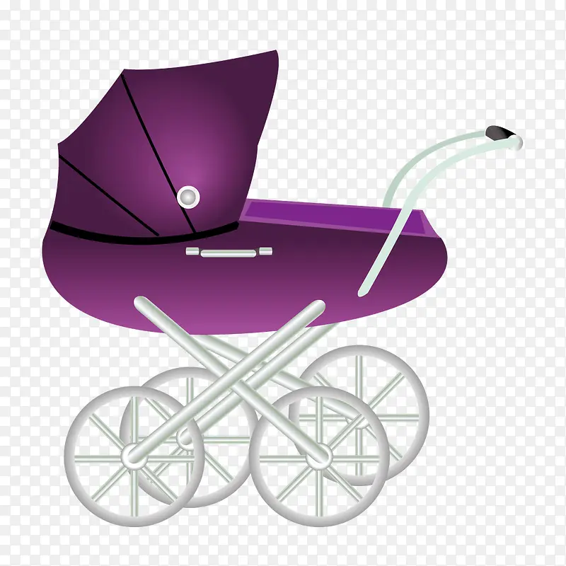 矢量紫色婴儿车手推车