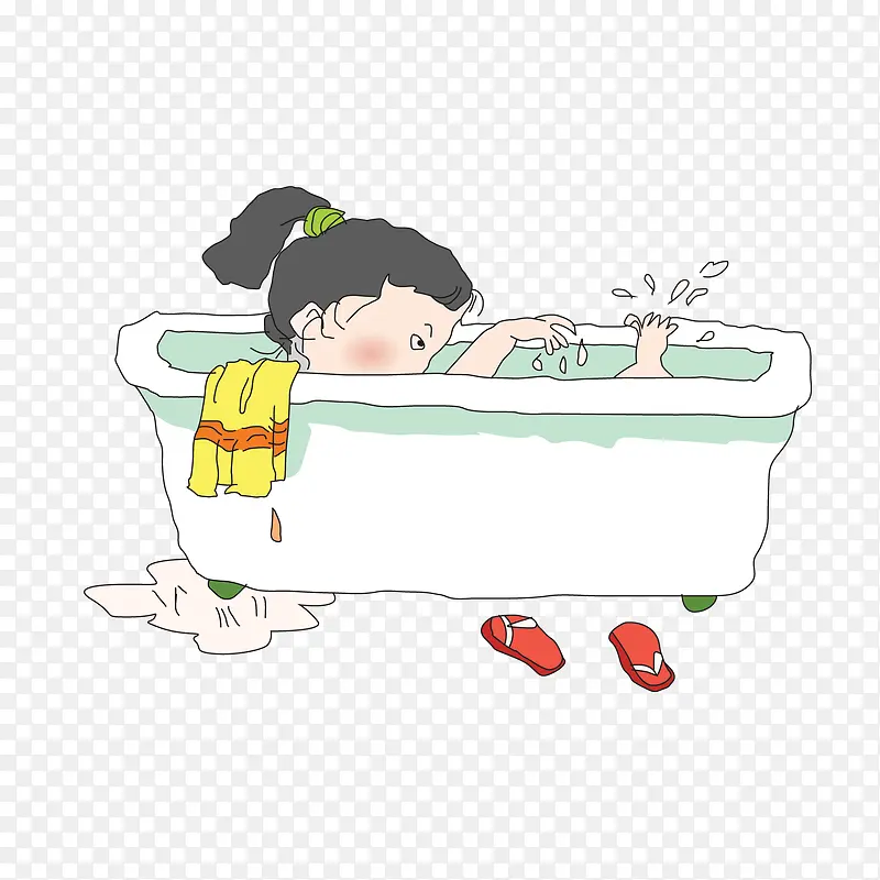 可爱卡通洗浴女孩