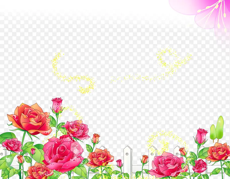 手绘玫瑰花边背景
