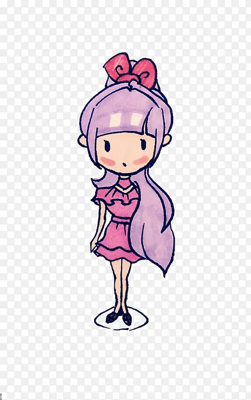 卡通简笔画女孩紫