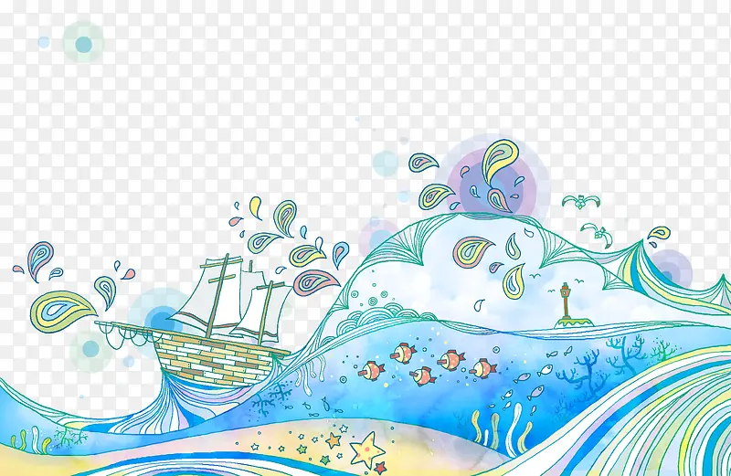 卡通航海背景海洋图案