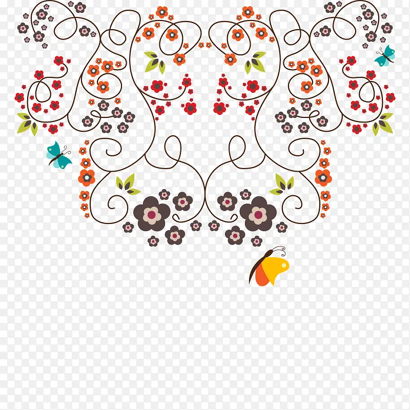 小清新线条花卉背景装饰图