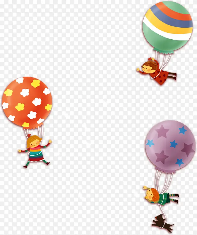 手绘彩色卡通氢气球卡通装饰