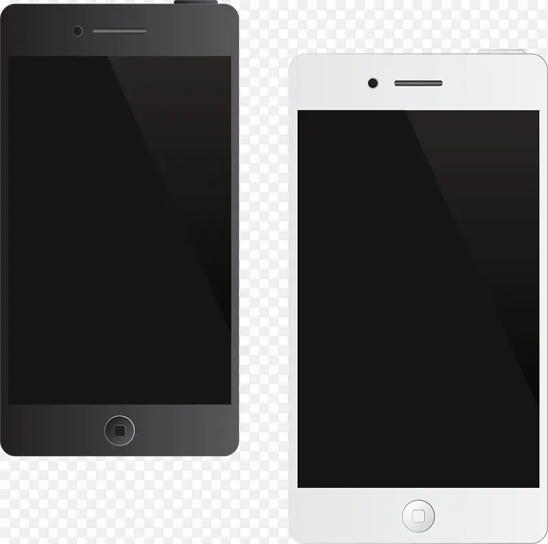 矢量手绘一个黑手机和一个白手机