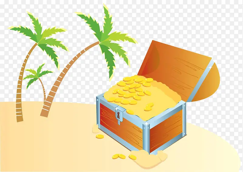椰子树旁边的金币箱